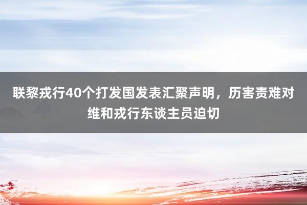 联黎戎行40个打发国发表汇聚声明，历害责难对维和戎行东谈主员迫切